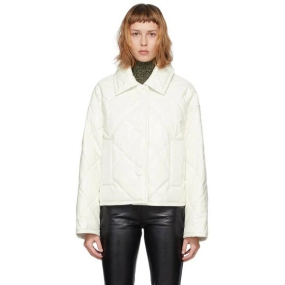 Stand Studio Faux-Leather Jacinda Puffy Jacket Size 34 US 2 XS Womens White $430 - Picture 15 of 15